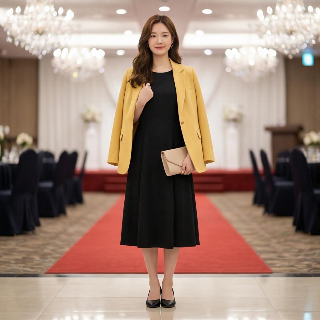 블랙 원피스: 단정한 하객룩