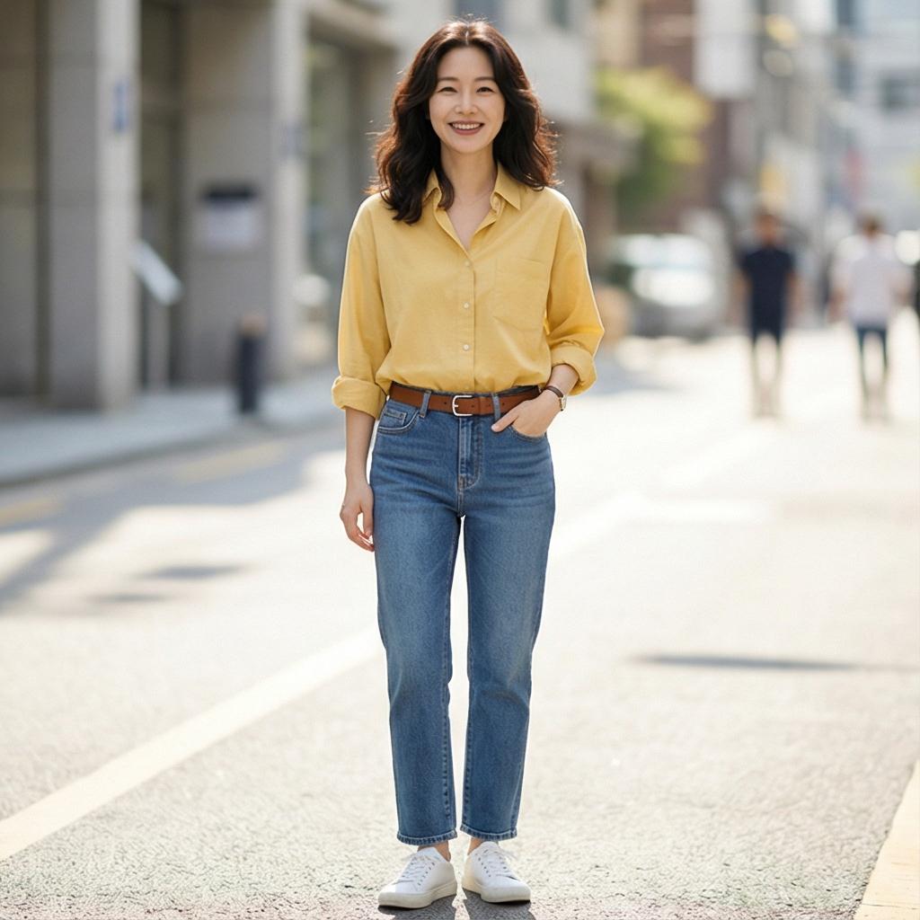 중청 데님 팬츠: 캐주얼한 데일리 스타일