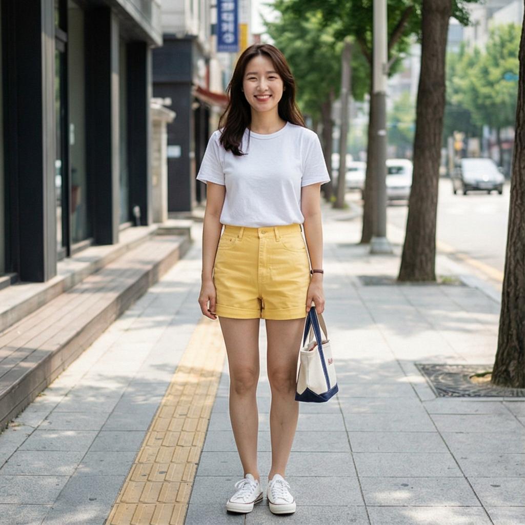 흰색 반팔 티셔츠: 깔끔하고 화사한 데일리 룩