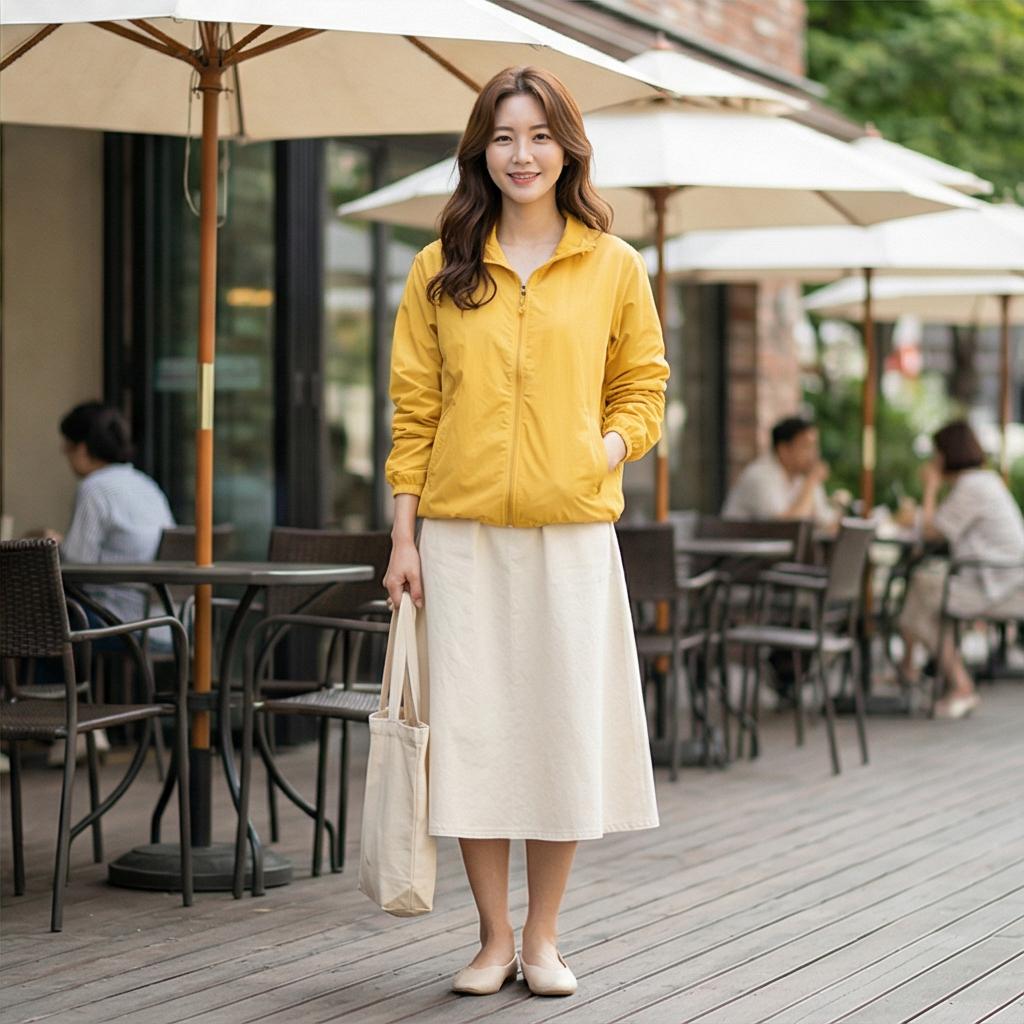 아이보리 코튼 스커트: 화사한 데이트 룩