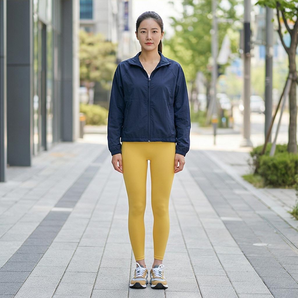 네이비 바람막이: 활동적인 운동 룩